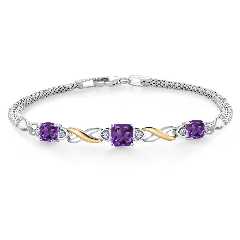 7.5 Inches_Bracelet in 925 Sterling Silver and 10K Yellow Gold