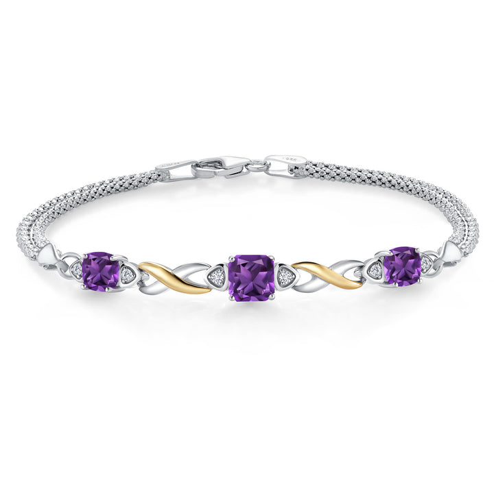 7.5 Inches_Bracelet in 925 Sterling Silver and 10K Yellow Gold