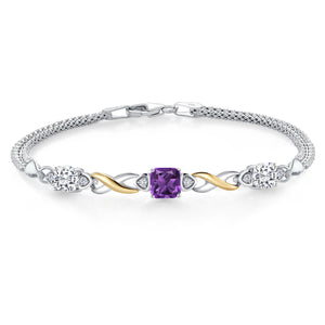 Amethyst - February_Bracelet in 925 Sterling Silver and 10K Yellow Gold