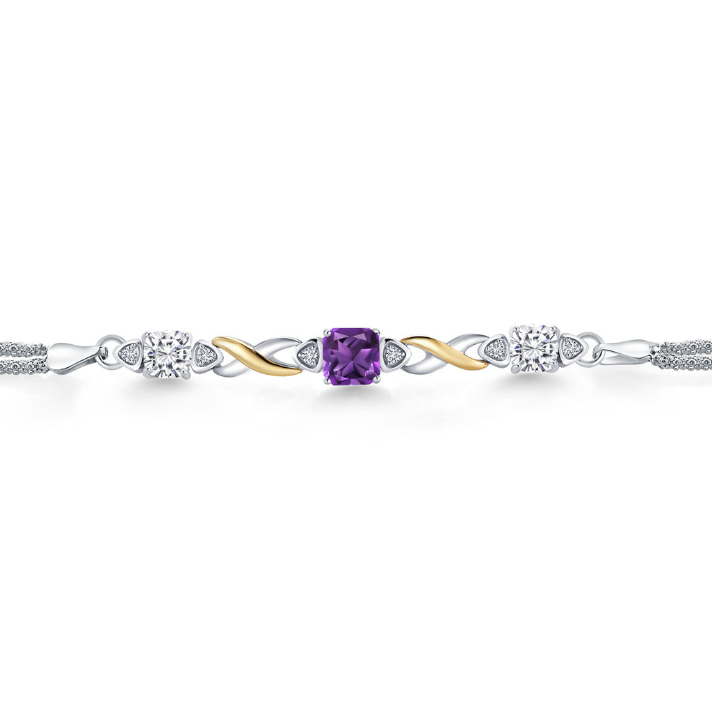 Amethyst - February_Bracelet in 925 Sterling Silver and 10K Yellow Gold