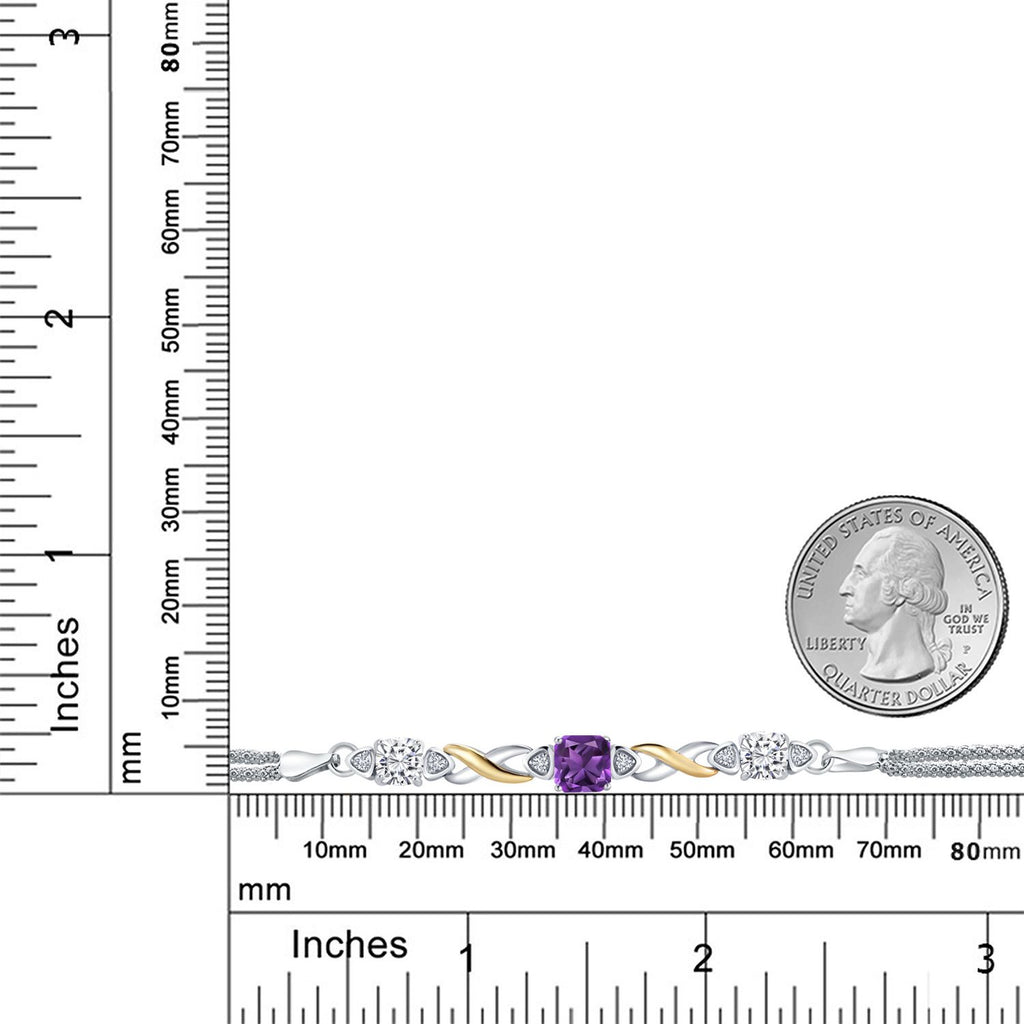 Amethyst - February_Bracelet in 925 Sterling Silver and 10K Yellow Gold