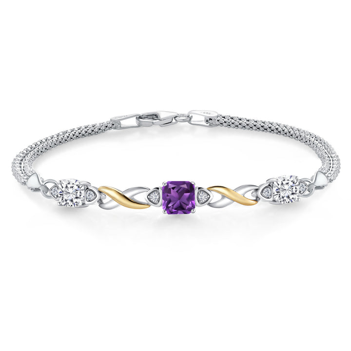 Amethyst - February_Bracelet in 925 Sterling Silver and 10K Yellow Gold