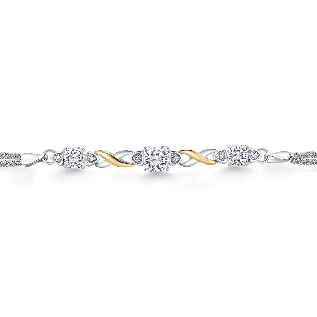 Moissanite - April_Bracelet in 925 Sterling Silver and 10K Yellow Gold