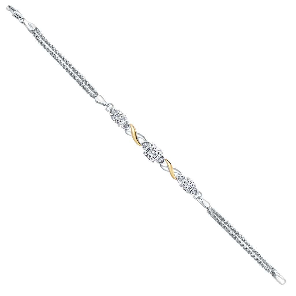 Moissanite - April_Bracelet in 925 Sterling Silver and 10K Yellow Gold