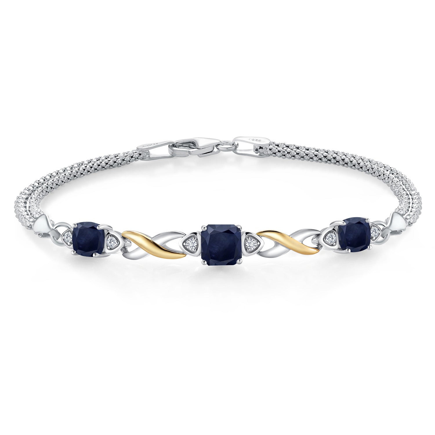 Sapphire - September_Bracelet in 925 Sterling Silver and 10K Yellow Gold