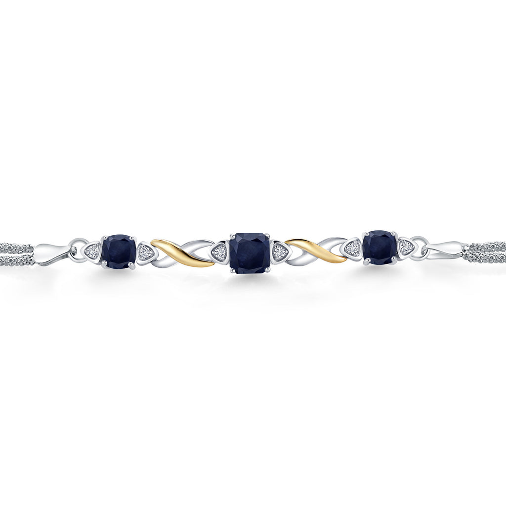 Sapphire - September_Bracelet in 925 Sterling Silver and 10K Yellow Gold