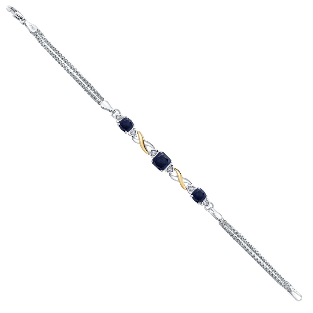 Sapphire - September_Bracelet in 925 Sterling Silver and 10K Yellow Gold