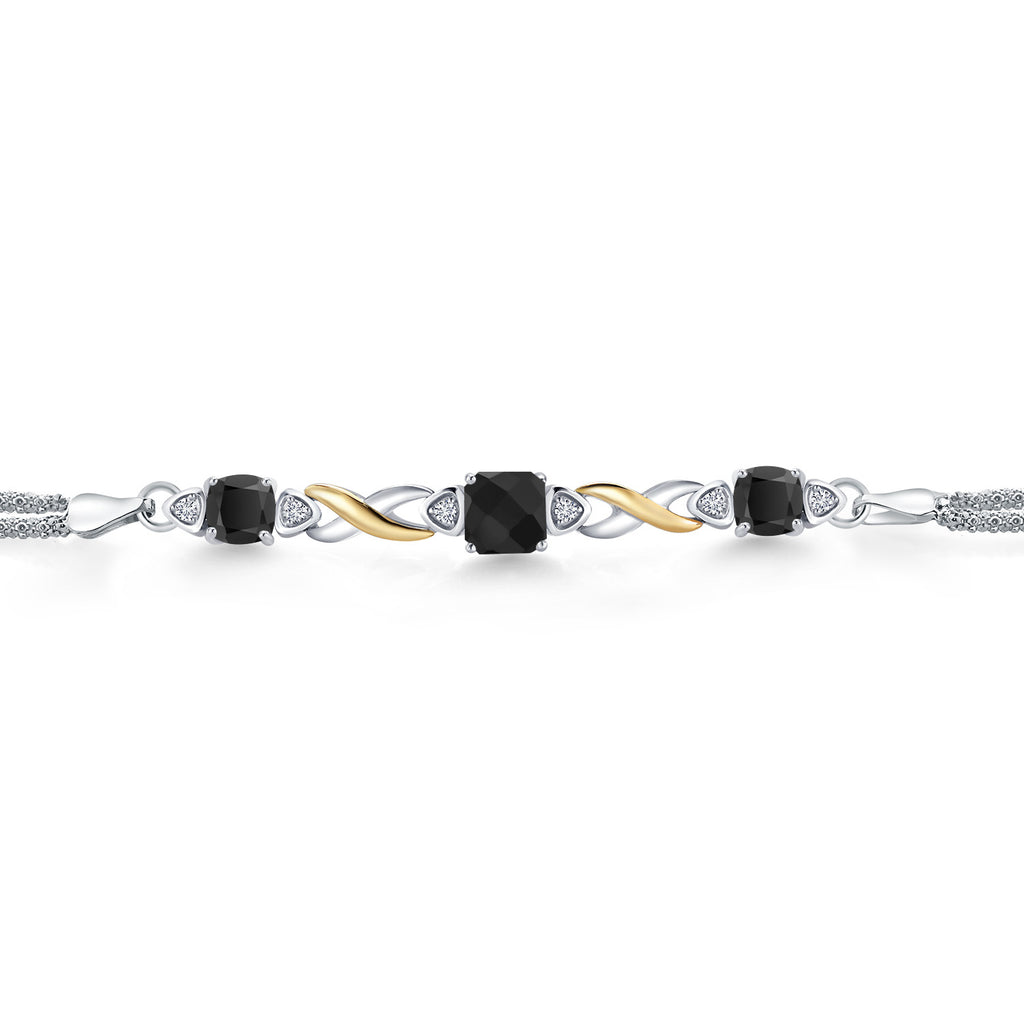 Onyx - December_Bracelet in 925 Sterling Silver and 10K Yellow Gold