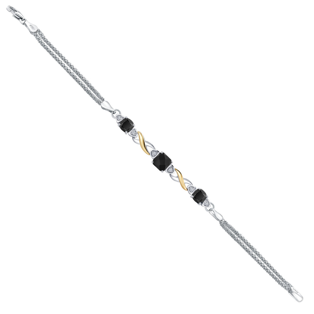 Onyx - December_Bracelet in 925 Sterling Silver and 10K Yellow Gold