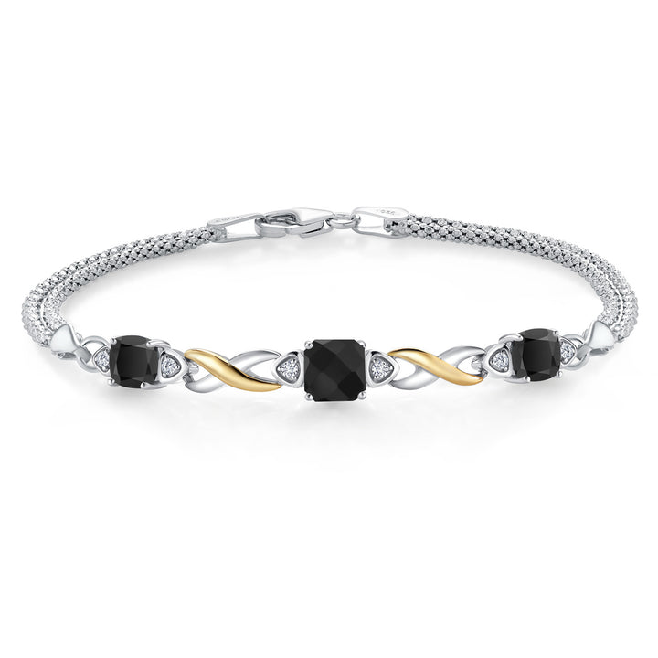 Onyx - December_Bracelet in 925 Sterling Silver and 10K Yellow Gold