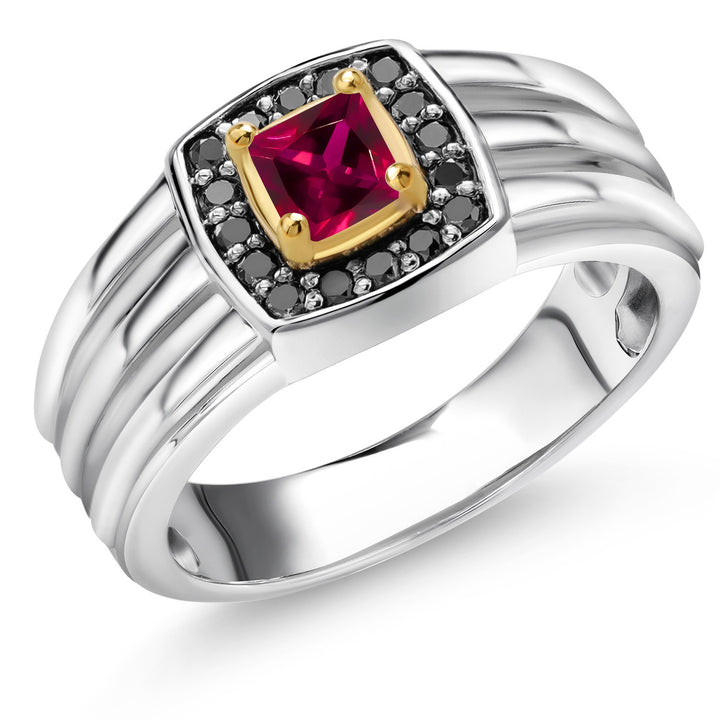 Created Ruby - July_10_Ring in 925 Sterling Silver and 10K Yellow Gold