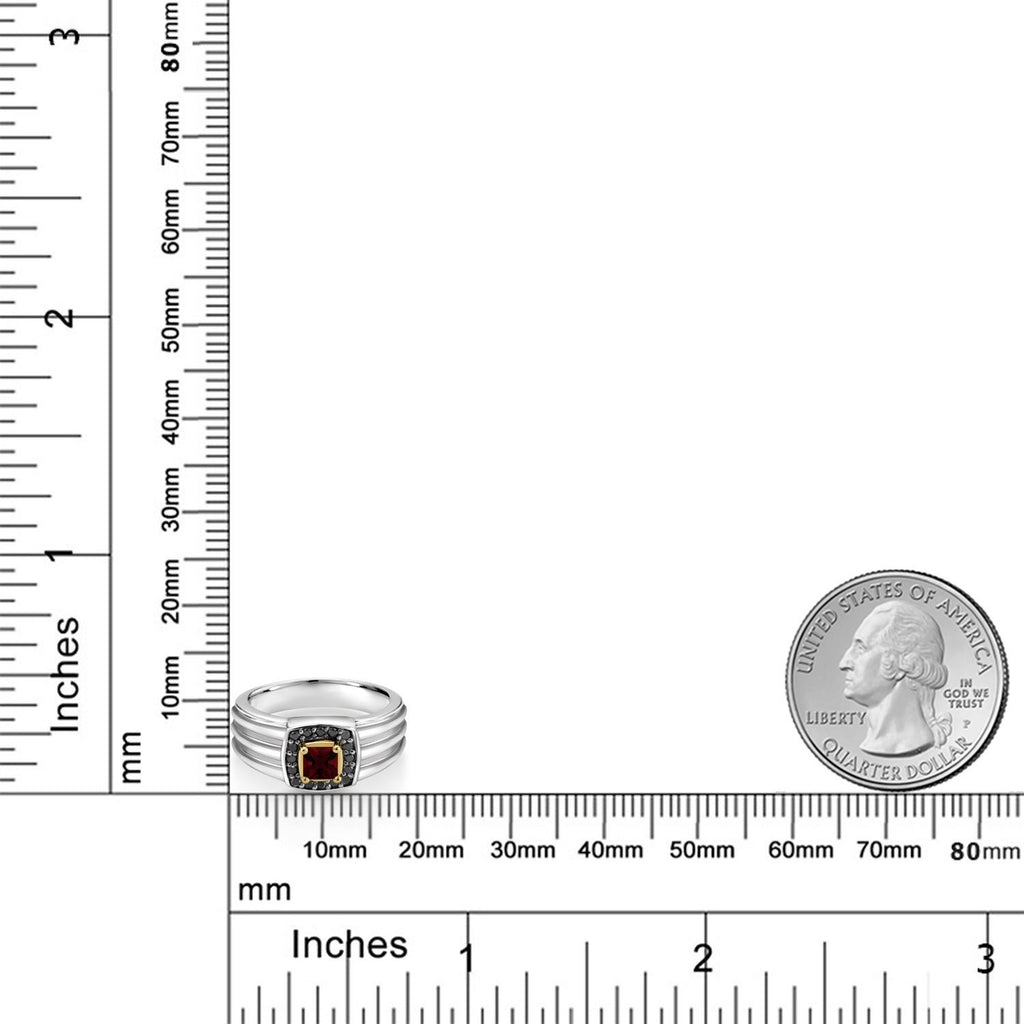Garnet - January_13_Ring in 925 Sterling Silver and 10K Yellow Gold