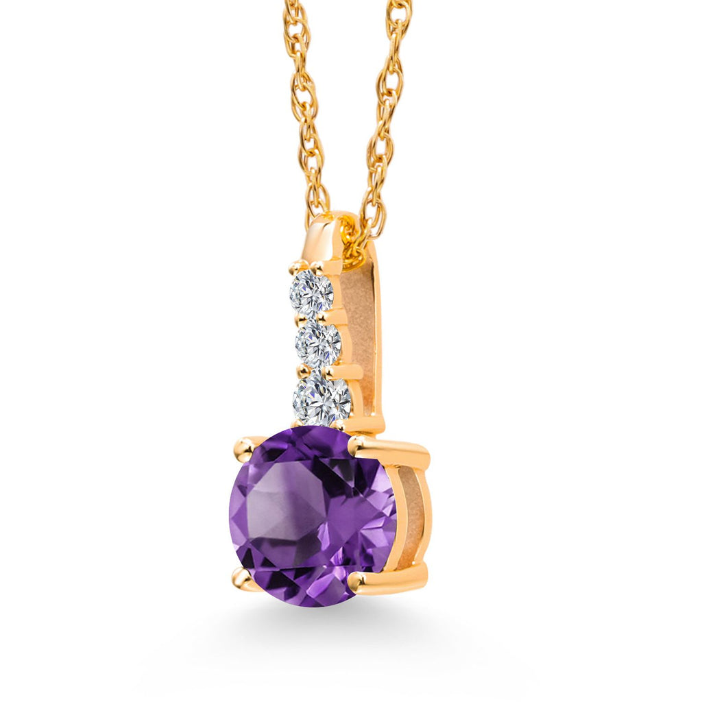 Amethyst and Lab Grown Diamond_Pendant in 10K Yellow Gold