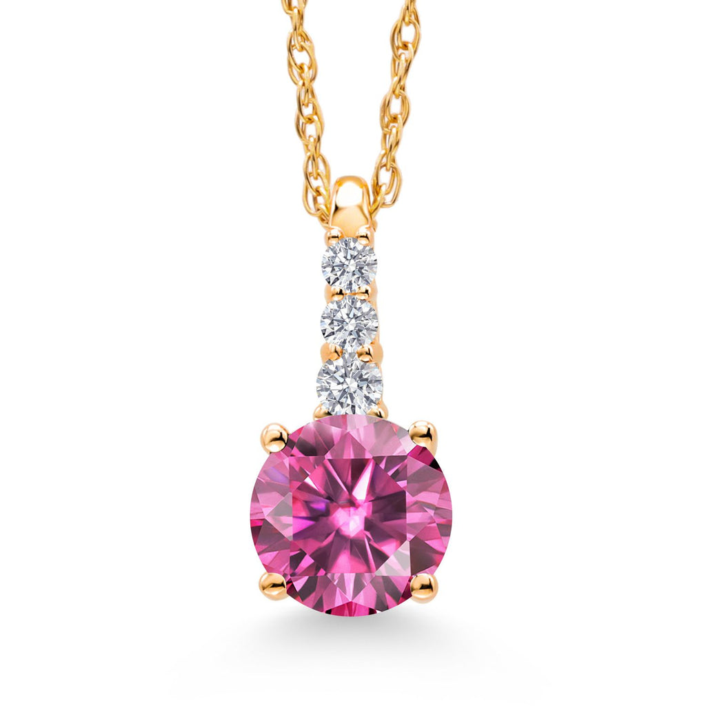 Pink Moissanite - April_Pendant in 10K Yellow Gold