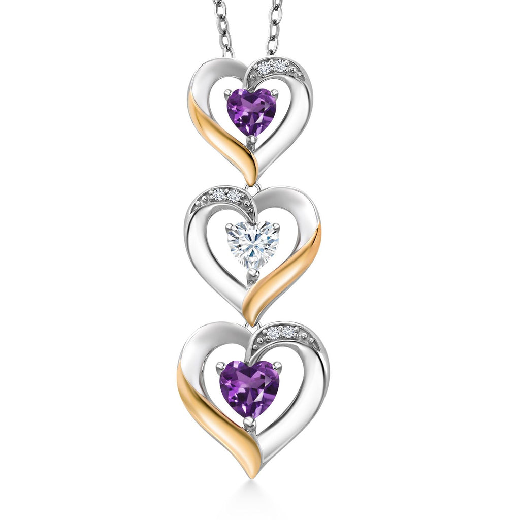 Amethyst - February_Pendant in 925 Sterling Silver and 10K Yellow Gold