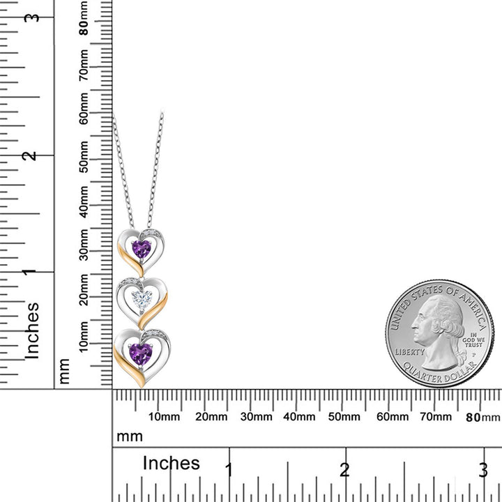 Amethyst and Moissanite_Pendant in 925 Sterling Silver and 10K Yellow Gold