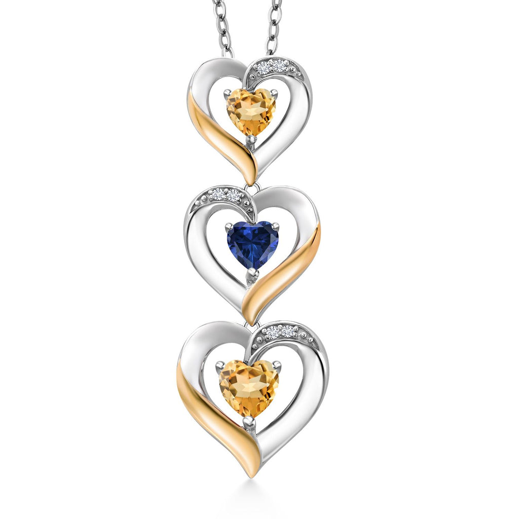 Citrine - November_Pendant in 925 Sterling Silver and 10K Yellow Gold