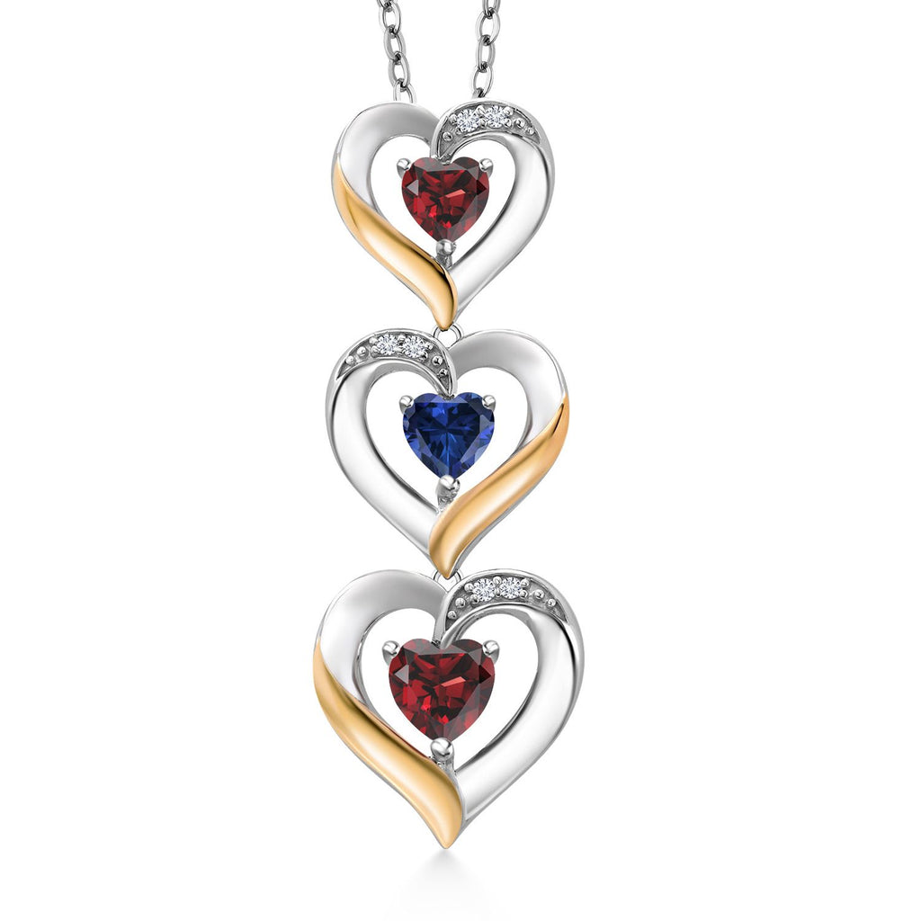 Garnet - January_Pendant in 925 Sterling Silver and 10K Yellow Gold