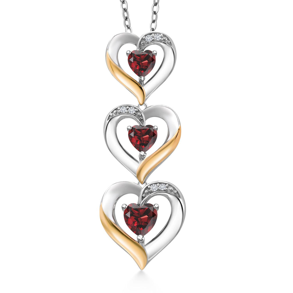 Garnet - January_Pendant in 925 Sterling Silver and 10K Yellow Gold