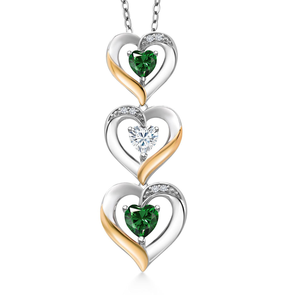 Nano Emerald - May_Pendant in 925 Sterling Silver and 10K Yellow Gold