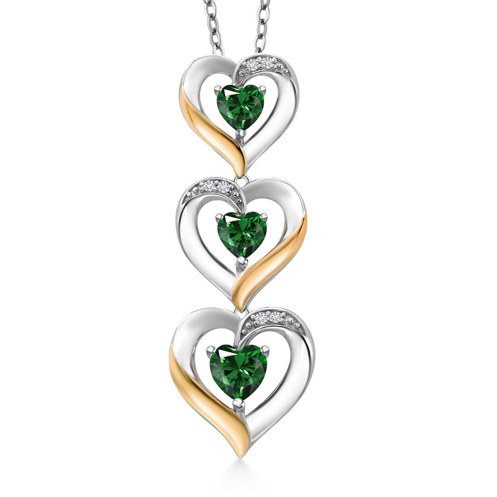 Nano Emerald - May_Pendant in 925 Sterling Silver and 10K Yellow Gold