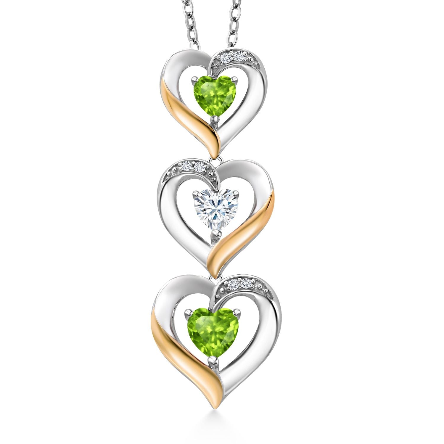 Peridot - August_Pendant in 925 Sterling Silver and 10K Yellow Gold