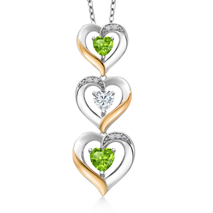 Peridot - August_Pendant in 925 Sterling Silver and 10K Yellow Gold
