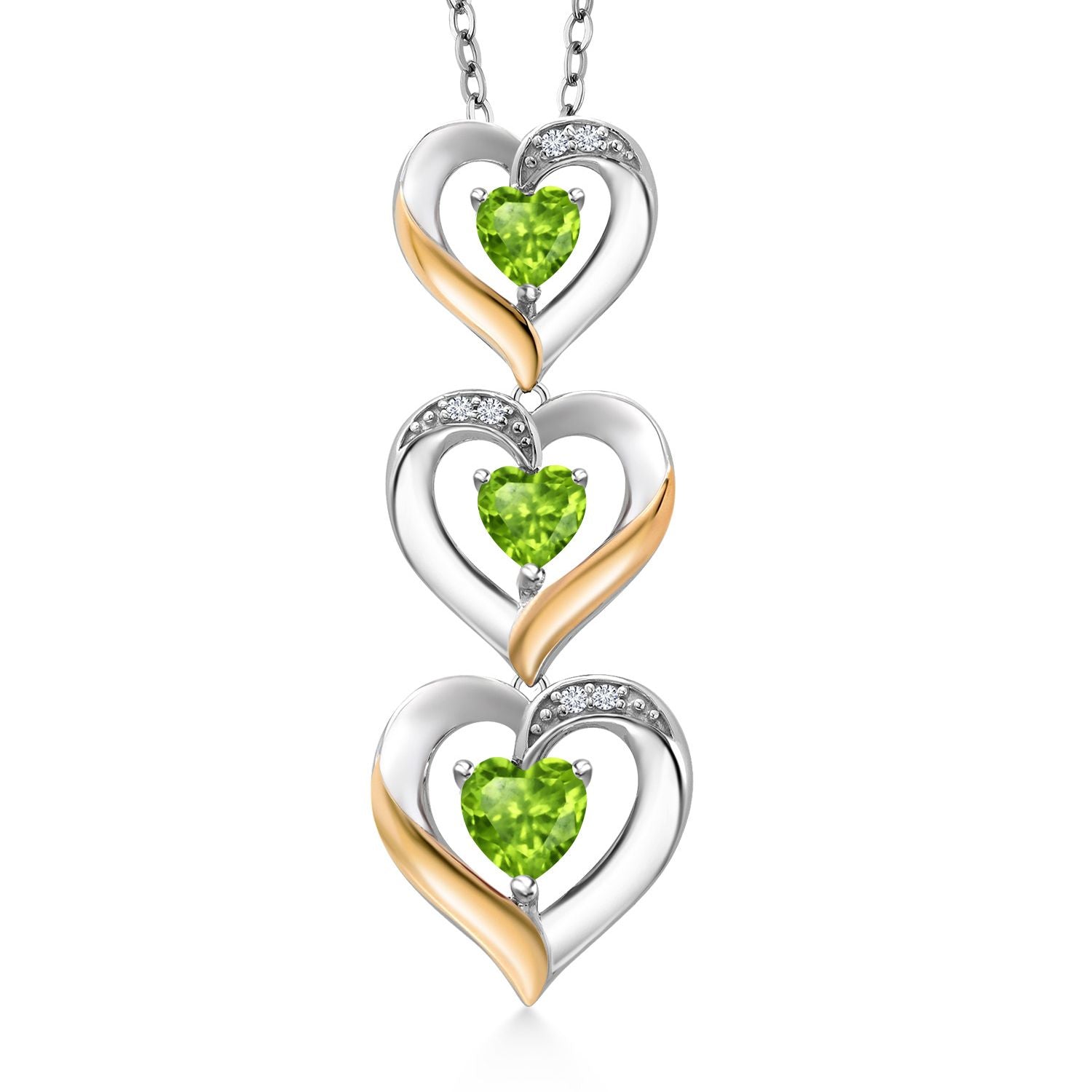 Peridot - August_Pendant in 925 Sterling Silver and 10K Yellow Gold