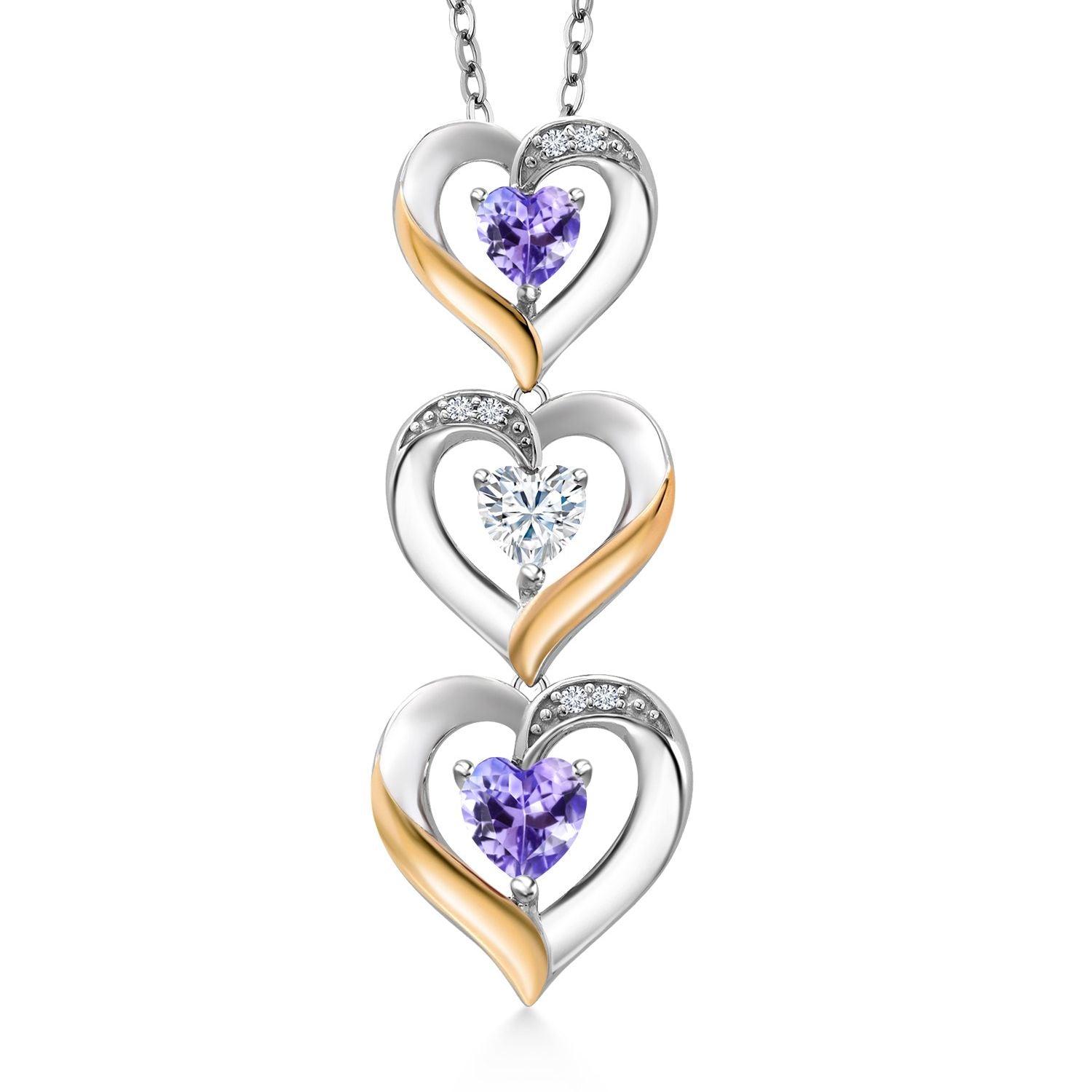 Tanzanite - December_Pendant in 925 Sterling Silver and 10K Yellow Gold