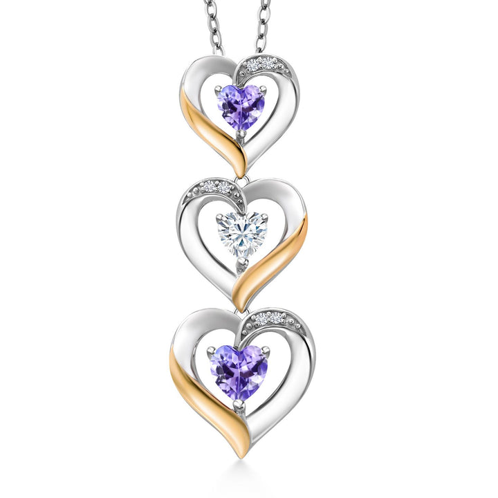 Tanzanite - December_Pendant in 925 Sterling Silver and 10K Yellow Gold
