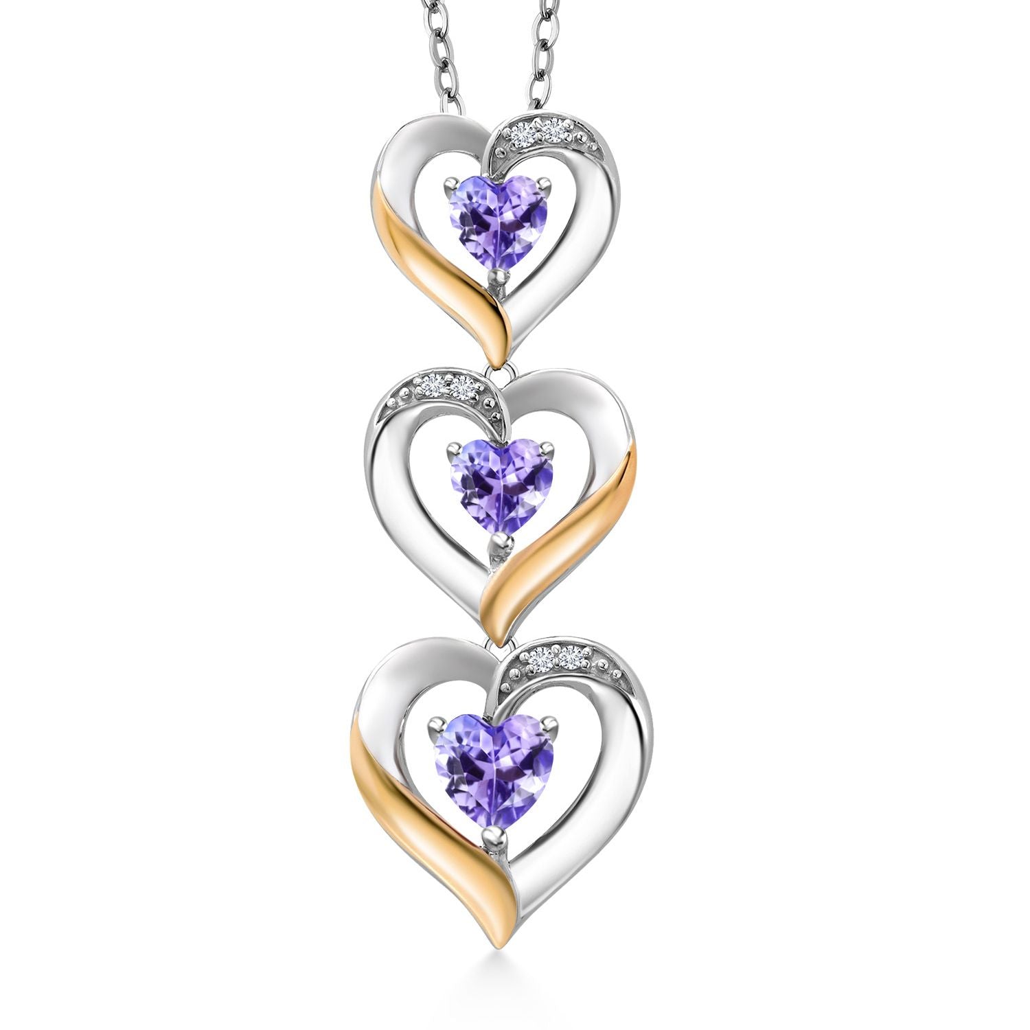 Tanzanite - December_Pendant in 925 Sterling Silver and 10K Yellow Gold