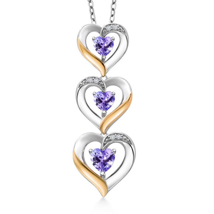 Tanzanite - December_Pendant in 925 Sterling Silver and 10K Yellow Gold