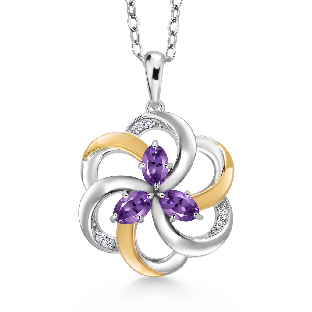 Amethyst - February_Pendant in 925 Sterling Silver and 10K Yellow Gold