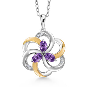 Amethyst - February_Pendant in 925 Sterling Silver and 10K Yellow Gold
