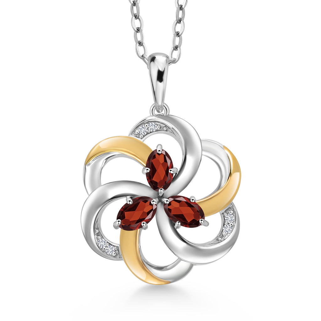 Garnet - January_Pendant in 925 Sterling Silver and 10K Yellow Gold