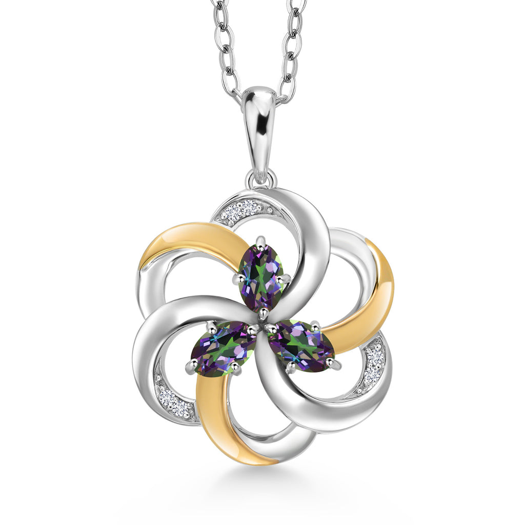 Green Mystic Topaz_Pendant in 925 Sterling Silver and 10K Yellow Gold