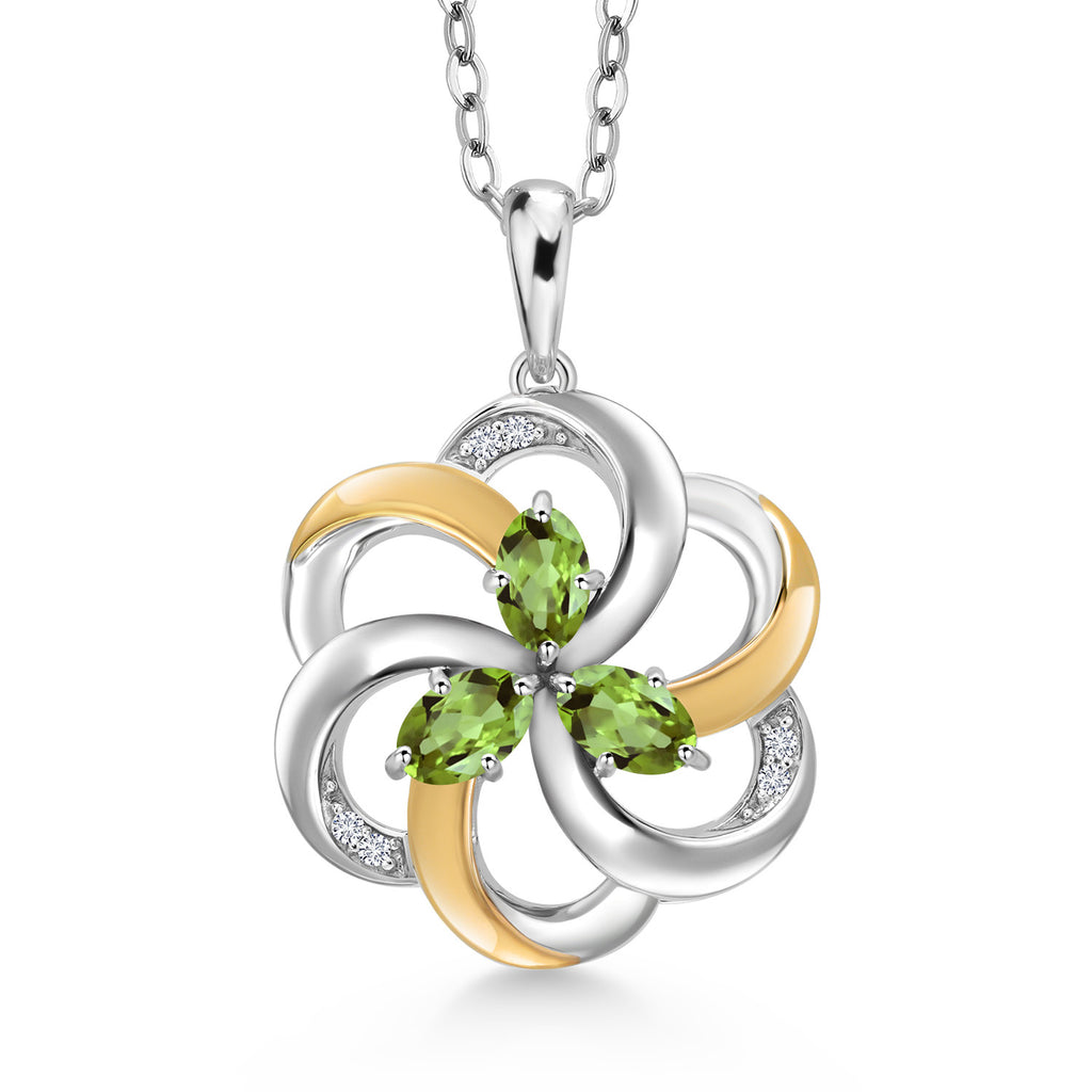 Peridot - August_Pendant in 925 Sterling Silver and 10K Yellow Gold
