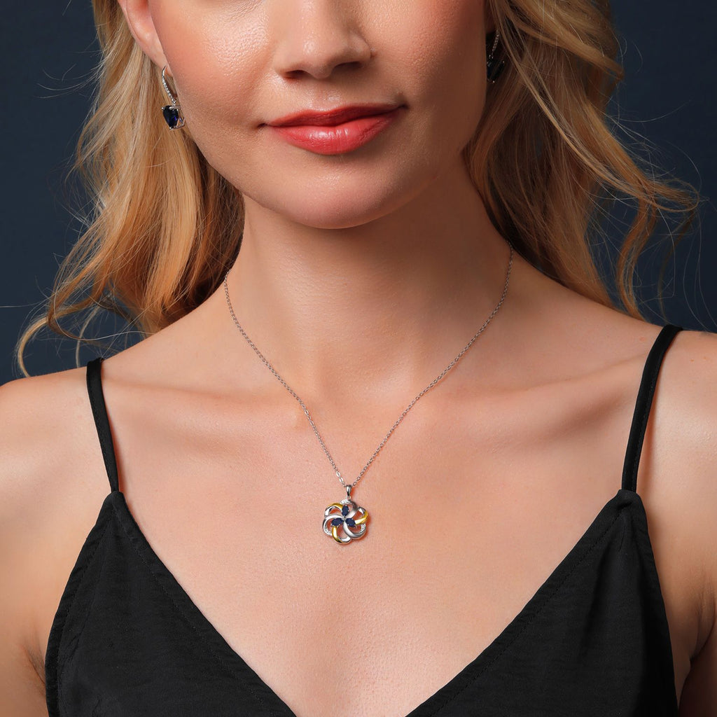 Sapphire - September_Pendant in 925 Sterling Silver and 10K Yellow Gold