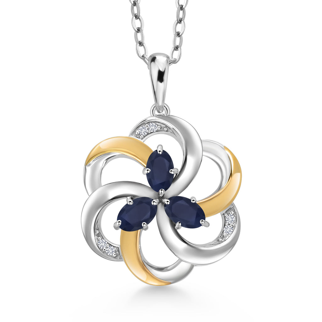Sapphire - September_Pendant in 925 Sterling Silver and 10K Yellow Gold