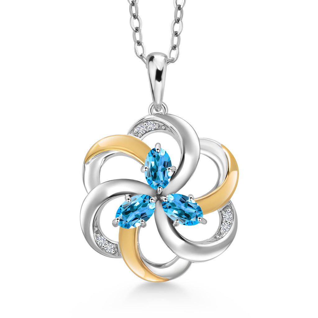 Topaz - November_Pendant in 925 Sterling Silver and 10K Yellow Gold