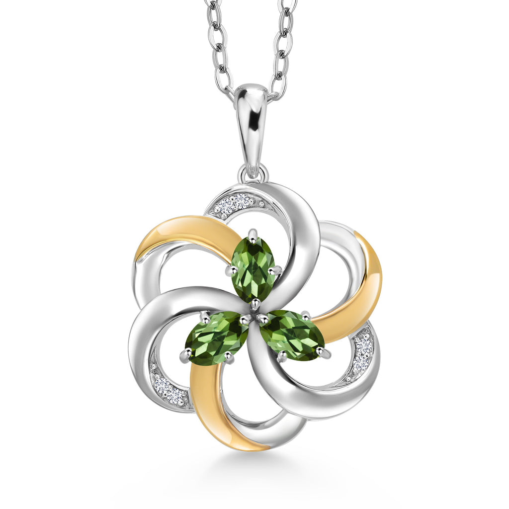 Tourmaline - October_Pendant in 925 Sterling Silver and 10K Yellow Gold