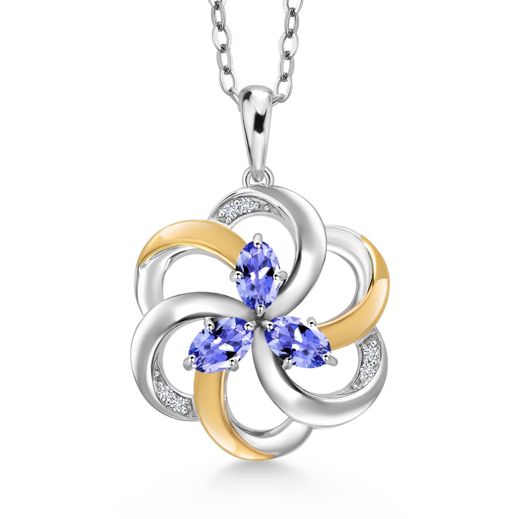 Tanzanite - December_Pendant in 925 Sterling Silver and 10K Yellow Gold