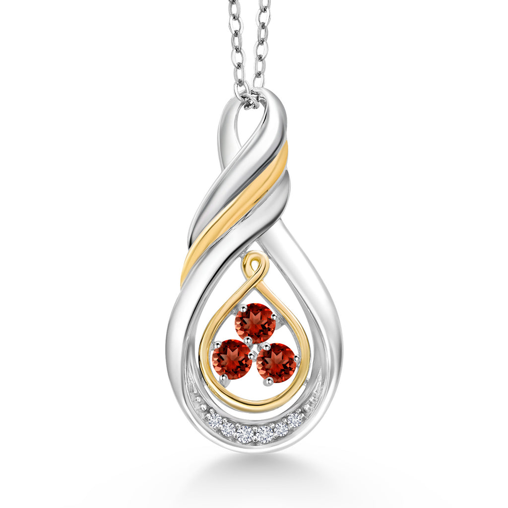 Garnet - January_Pendant in 925 Sterling Silver and 10K Yellow Gold