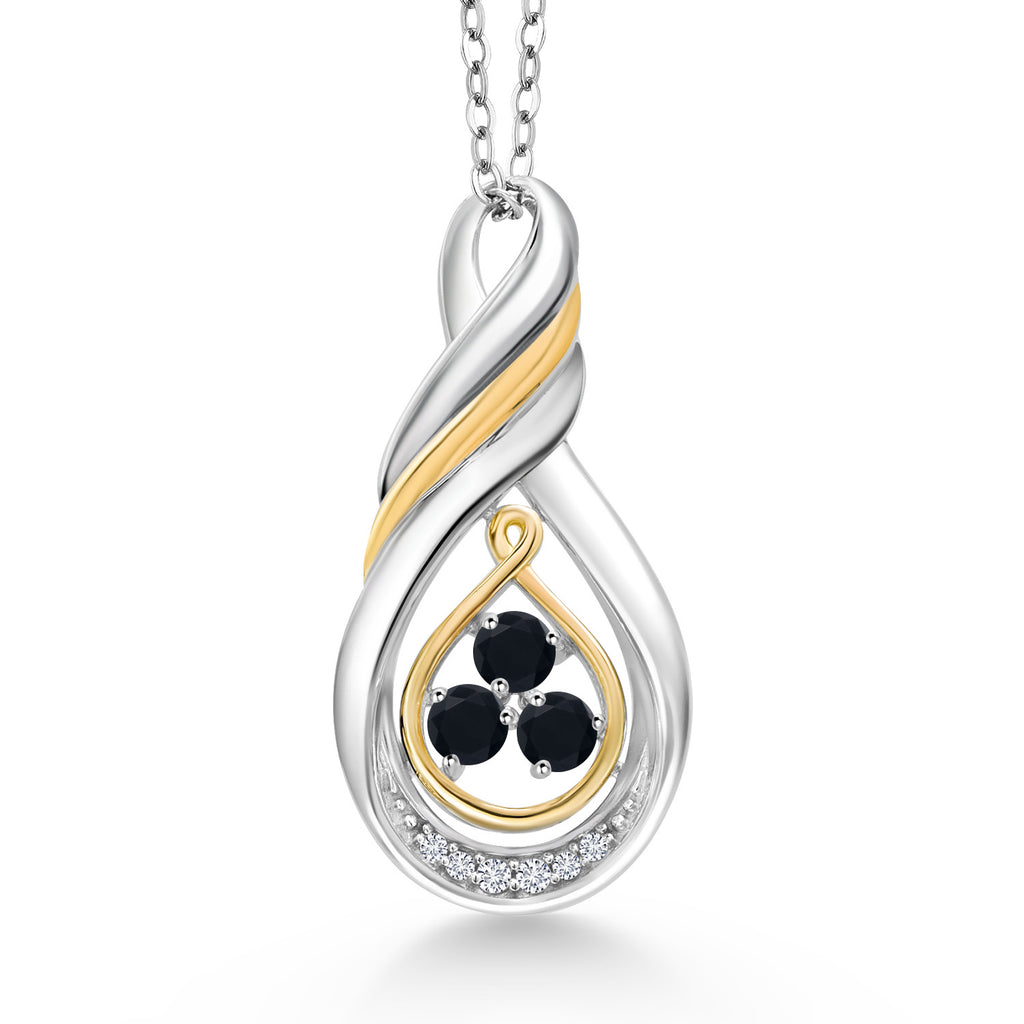 Onyx - December_Pendant in 925 Sterling Silver and 10K Yellow Gold