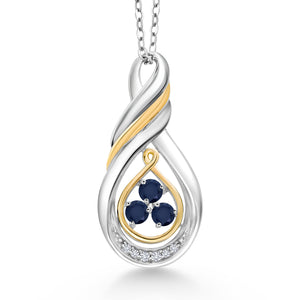 Sapphire - September_Pendant in 925 Sterling Silver and 10K Yellow Gold