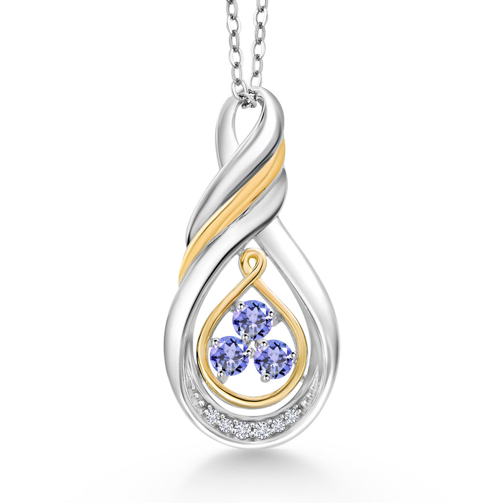 Tanzanite - December_Pendant in 925 Sterling Silver and 10K Yellow Gold