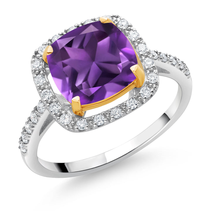 Amethyst - February_5_Ring in 925 Sterling Silver and 10K Yellow Gold