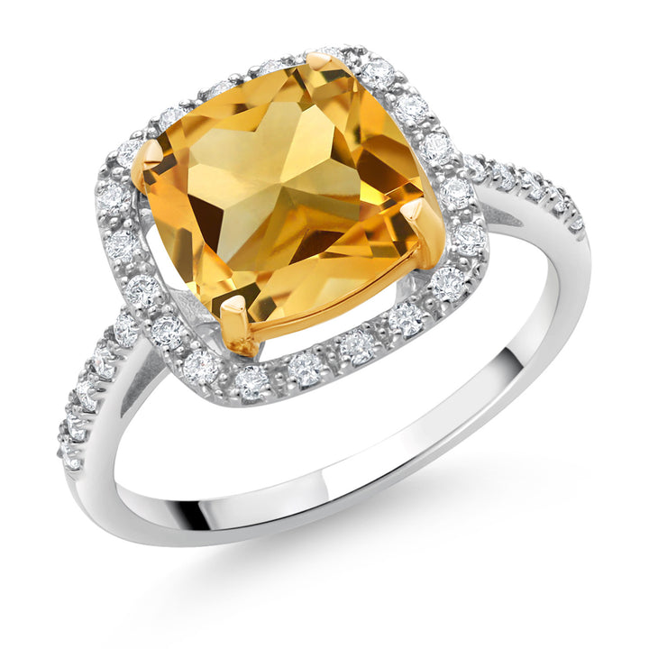 Citrine - November_5_Ring in 925 Sterling Silver and 10K Yellow Gold