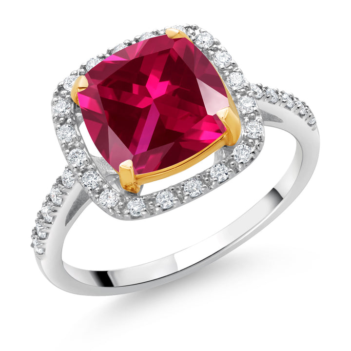 Created Ruby - July_6_Ring in 925 Sterling Silver and 10K Yellow Gold