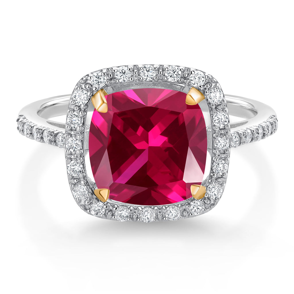 Created Ruby - July_6_Ring in 925 Sterling Silver and 10K Yellow Gold